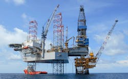 The jackup drilling rig Noble Sam Hartley is under contract to Total in the UK. The jackup drilling rig Noble Sam Hartley is under contract to Total in the UK.