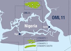 The Otakikpo field is in OML 11 offshore Nigeria.