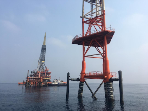 The Phase 14 complex of the South Pars gas field in the Persian Gulf.