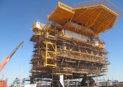 The S1 platform topsides for the Salman oil field development at the Khorramshahr Yard in Iran.