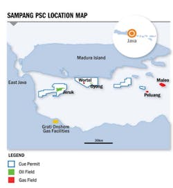 Map of the Sampang production-sharing contract offshore Indonesia. Map of the Sampang production-sharing contract offshore Indonesia.