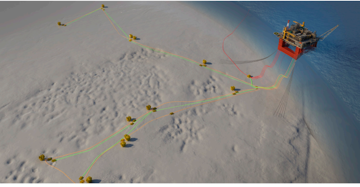 Subsea layout for Scarborough (not to scale).
