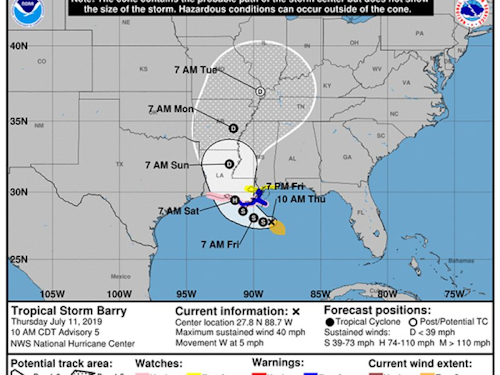 Tropical Strorm Barry 07 11 2019