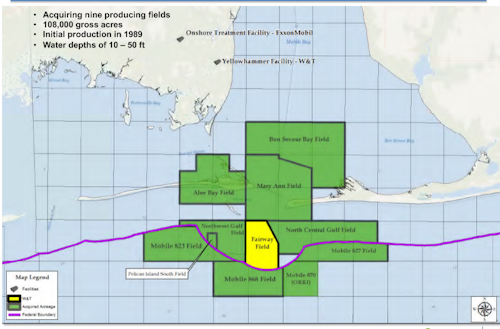 The acquisition consists of working interests in nine shallow water producing fields and related operatorship in the Mobile Bay area in the eastern Gulf of Mexico.
