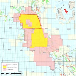 Cornerstone multi-client data coverage in the Central North Sea. The dual azimuth area has recent broadband data orthogonally overlying earlier surveys. New data continues to be acquired in the area over Quad 21 and 22. Cornerstone multi-client data coverage in the Central North Sea. The dual azimuth area has recent broadband data orthogonally overlying earlier surveys. New data continues to be acquired in the area over Quad 21 and 22.