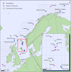 High impact exploration wells in northwest Europe in 2019.