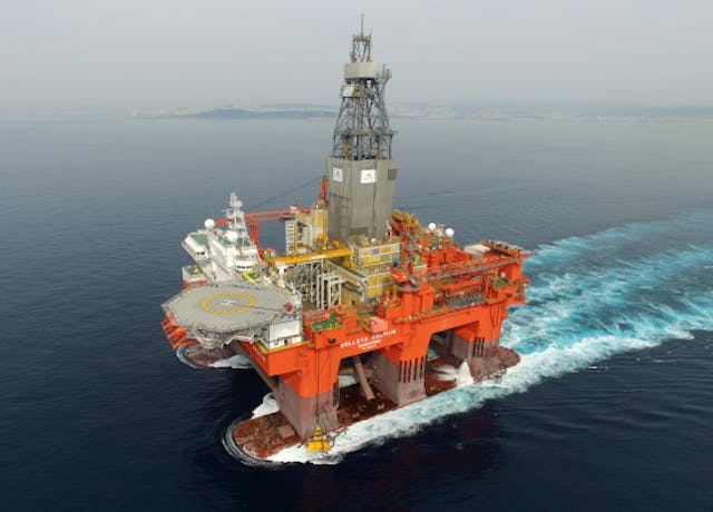 The semisubmersible West Bollsta is working offshore Norway.