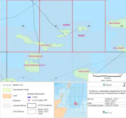 The Rubie and Renee fields are 200 km (124 mi) northeast of Aberdeen in the UK central North Sea.
