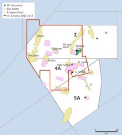 Discovery, prospects, and leads offshore Guinea-Bissau.