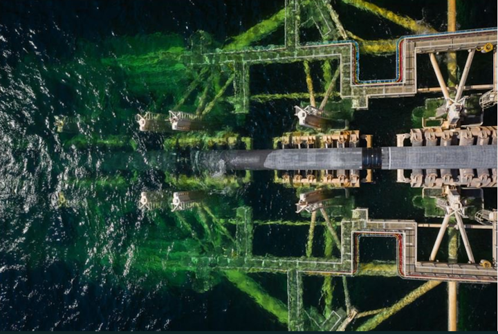 View of the Nord Stream 2 pipelay from the Pioneering Spirit.