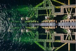 View of the Nord Stream 2 pipelay from the Pioneering Spirit. View of the Nord Stream 2 pipelay from the Pioneering Spirit.