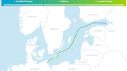 Nord Stream 2 route through the Baltic Sea.