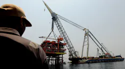 Installation of the third production platform for Phase 14 of the South Pars gas field in the Persian Gulf.