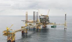 The Tyra East platform in the Danish North Sea. The Tyra East platform in the Danish North Sea.