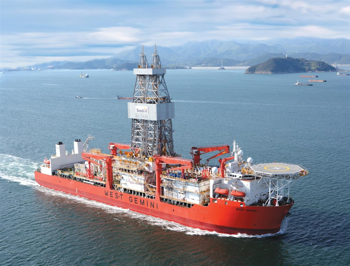 The drillship West Gemini’s program off Angola was extended into August and the rig secured a nine-well contract with three options, each for two wells, off West Africa.