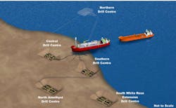 Layout of the White Rose field offshore Newfoundland. Layout of the White Rose field offshore Newfoundland.