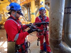 Real-time radiography screening of corrosion under insulation. Real-time radiography screening of corrosion under insulation.