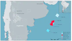Location of the CAN 100 block offshore Argentina.