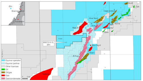 The semisubmersible West Phoenix drilled well 6507/2-5 S on the Ørn prospect in production license 942 in the Norwegian Sea.