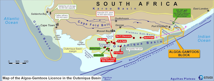 The Algoa-Gamtoos license is in the Outeniqua basin offshore South Africa.