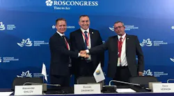 Left to right: President of INTRA Services Alexander Shilov, Sakhalin Energy CEO Roman Dashkov, and STATS Group Technical Adviser – Global BD Support, Dave Vernon.