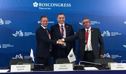 Left to right: President of INTRA Services Alexander Shilov, Sakhalin Energy CEO Roman Dashkov, and STATS Group Technical Adviser – Global BD Support, Dave Vernon. Left to right: President of INTRA Services Alexander Shilov, Sakhalin Energy CEO Roman Dashkov, and STATS Group Technical Adviser – Global BD Support, Dave Vernon.