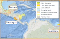 The company joined Equinor in exploration blocks in the Sandino basin, offshore Nicaragua’s Pacific coast. The company joined Equinor in exploration blocks in the Sandino basin, offshore Nicaragua’s Pacific coast.