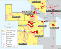 Annie is between the producing Henry (15 km west) and depleted Minerva (11 km east) gas fields. Annie is between the producing Henry (15 km west) and depleted Minerva (11 km east) gas fields.