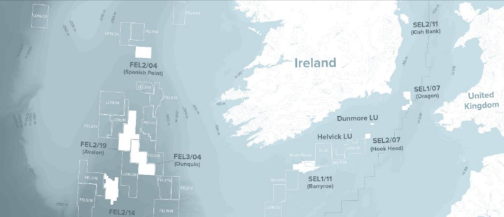 The company’s various licenses offshore Ireland.