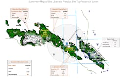 Summary map of the Liberator field. Summary map of the Liberator field.