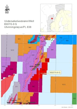 Location of well 6507/5-9S on the Shrek prospect offshore Norway.