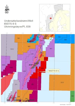 Location of well 6507/5-9S on the Shrek prospect offshore Norway. Location of well 6507/5-9S on the Shrek prospect offshore Norway.