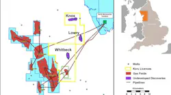 Knox, Lowry, and Whitbeck are shallow-water gas discoveries in the East Irish Sea.
