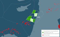 Prospects mapped in Lebanon share the same trends as those discoveries in the Eastern Mediterranean. Prospects mapped in Lebanon share the same trends as those discoveries in the Eastern Mediterranean.