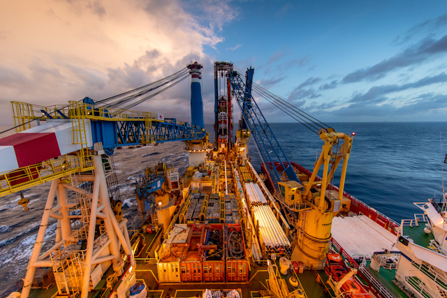 The onboard vessel photo shows J-lay operations from the Saipem FDS2.