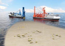 The two vessels are the Saipem FDS2 and the Saipem Constellation, which collectively are handling the Liza Phase 1 and 2 subsea installations. The two vessels are the Saipem FDS2 and the Saipem Constellation, which collectively are handling the Liza Phase 1 and 2 subsea installations.