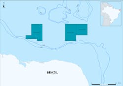 Blocks POT-M-857, POT-M-863, and POT-M-865 in the Potiguar basin offshore northeastern Brazil.