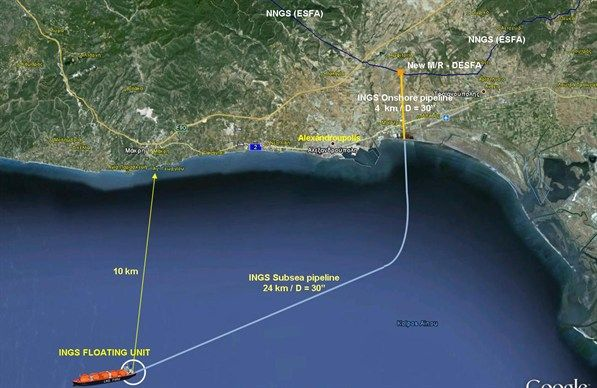 Location of the Alexandroupolis independent natural gas system offshore Greece.