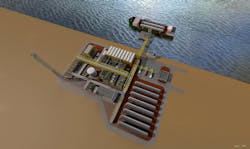 3D model of a small-scale LNG plant. 3D model of a small-scale LNG plant.