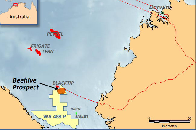 The Beehive prospect is in the WA-488-P permit offshore northwest Australia.