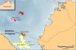 The Beehive prospect is in the WA-488-P permit offshore northwest Australia. The Beehive prospect is in the WA-488-P permit offshore northwest Australia.