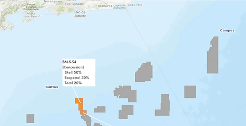 Location of the BM-S-54 concession in the presalt Santos basin offshore Brazil.