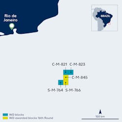 Chevron will operate block C-M-845 in the Campos basin and block S-M-766 in the Santos basin, with partners Wintershall Dea (20%) and Repsol (40%). Chevron will operate block C-M-845 in the Campos basin and block S-M-766 in the Santos basin, with partners Wintershall Dea (20%) and Repsol (40%).