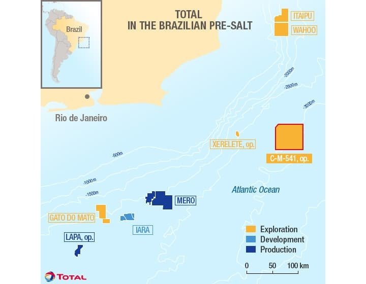 Block C-M-541 in the Campos basin is in a water depth of about 3,000 m (9,842 ft).