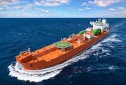 Sea trial of one of the new LNG dual-fuel dynamic positioning shuttle tankers.