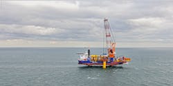The Aeolus installing the first monopile for the Borssele III and IV offshore wind farm in the Dutch North Sea. The Aeolus installing the first monopile for the Borssele III and IV offshore wind farm in the Dutch North Sea.