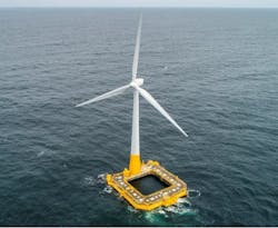 Concrete floating offshore wind turbine using Ideol&rsquo;s Damping Pool.