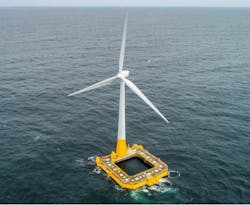 Concrete floating offshore wind turbine using Ideol’s Damping Pool. Concrete floating offshore wind turbine using Ideol’s Damping Pool.