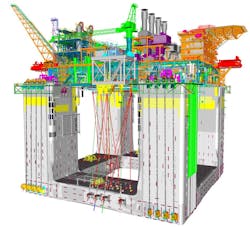The Lingshui 17-2 semisubmersible production platform. The Lingshui 17-2 semisubmersible production platform.