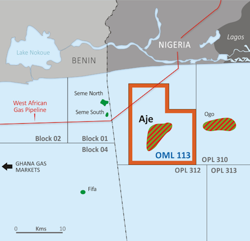 The Aje field is in OML 113 offshore Nigeria.
